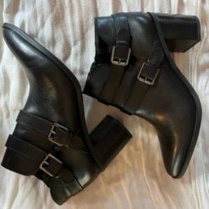 Black Leather Franco Sarto Bootie, Never Worn, New in Box! Size 11 US, EU 41